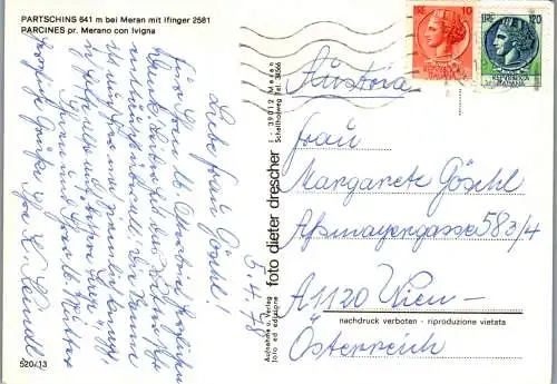 52294 - Italien - Partschins , bei Meran mit Ifinger , Parcines pr. Merano con Ivigna - gelaufen 1978