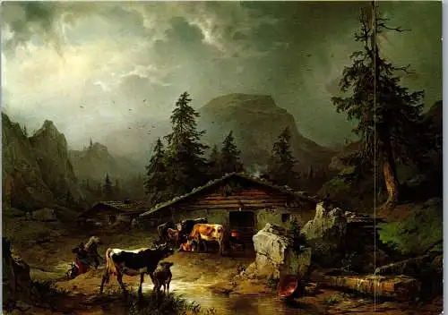 52317 - Friedrich Gauermann - Seeauer Alpenhütte im Regenwetter , Scheuchenstein Miesenbach - nicht gelaufen