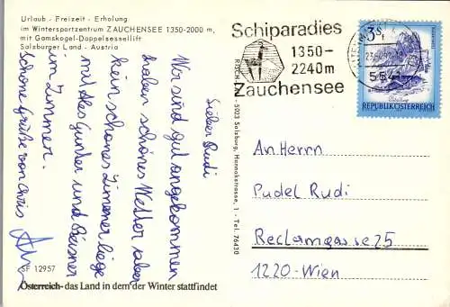 52419 - Salzburg - Zauchensee , Wintersport Zentrum , Gamskogel Sessellift , Mehrbildkarte - gelaufen 1982