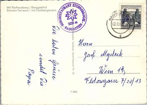 52454 - Salzburg - Bad Gastein , Stubnerkogel , Radhausberg , Gasthof , Mehrbildkarte - gelaufen 1965