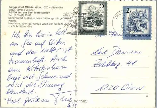 52470 - Salzburg - Zell am See , Gasthof Mittelstation , Ski , Mehrbildkarte - gelaufen 1979