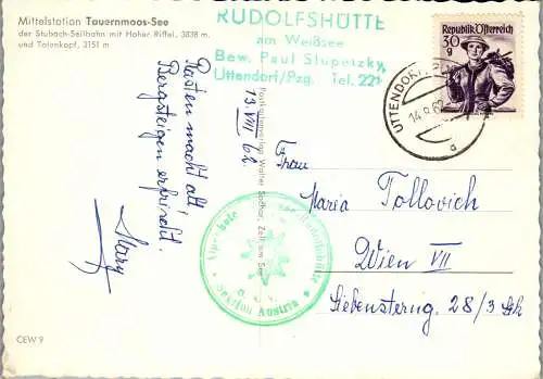 52501 - Salzburg - Tauernmoos-See , Stubach Seilbahn , Hoher Riffel , Totenkopf - gelaufen 1962