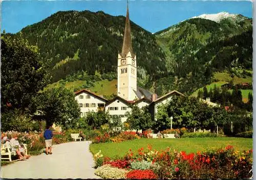 52535 - Salzburg - Bad Hofgastein , Kurpark mit Pfarrkirche und Gamskarspitze - gelaufen 1968