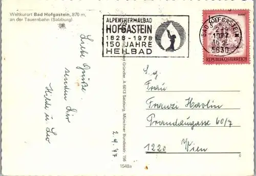 52556 - Salzburg - Bad Hofgastein , Hotel Moser , Salzburger Hof - gelaufen 1977