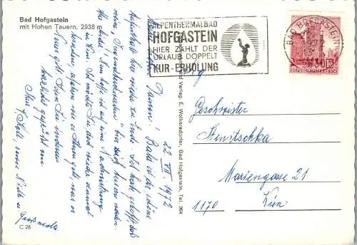 52564 - Salzburg - Bad Hofgastein , Hohe Tauern , Ankogel , Hölltorkogel , Graukogel , Feuersang - gelaufen 1972