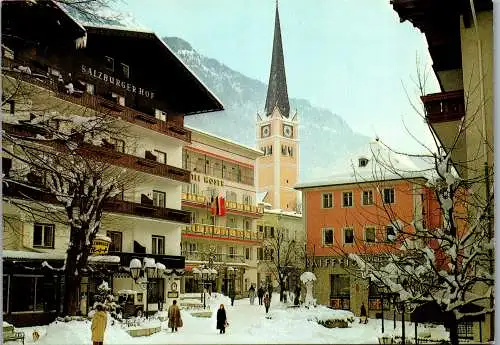 52596 - Salzburg - Bad Hofgastein , Kaiser Franz Platz , Hotel Moser , Salzburger Hof im Winter - gelaufen