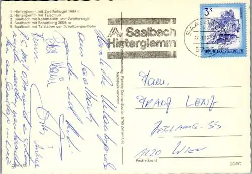 52748 - Salzburg - Saalbach Hinterglemm , Mehrbildkarte - gelaufen 1987