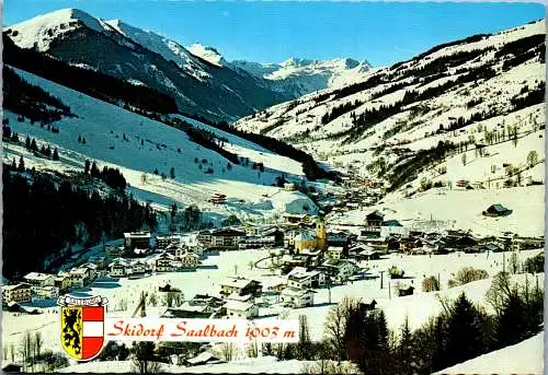 52752 - Salzburg - Saalbach , Skidorf , Panorama mit Zwölferkogel und Talschluß - gelaufen 1981