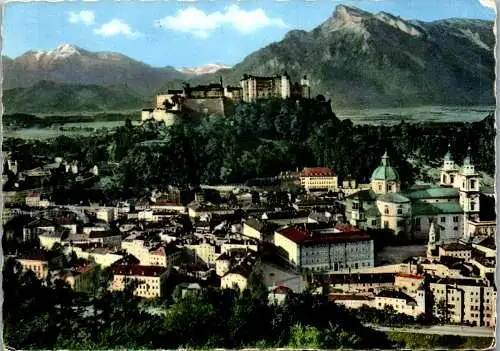 52784 - Salzburg - Salzburg , Altstadt ge. V. Kapuzinerberg , Hoher Göll u. Untersberg - gelaufen 1957