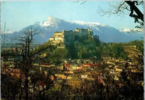 52789 - Salzburg - Salzburg , Blick auf Festung und Untersberg - gelaufen