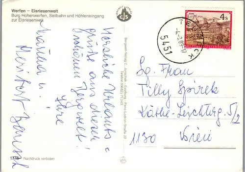 52816 - Salzburg - Werfen , Eisriesenwelt , Burg Hohenwerfen , Seilbahn u. Höhleneingang - gelaufen 1989