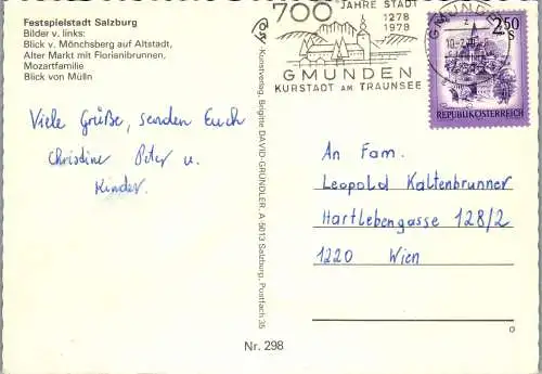 52837 - Salzburg - Salzburg , Mozart Familie , Mehrbildkarte - gelaufen 1978