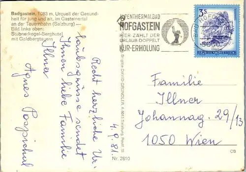 52850 - Salzburg - Bad Gastein , Stubnerkogel , Mehrbildkarte - gelaufen 1981