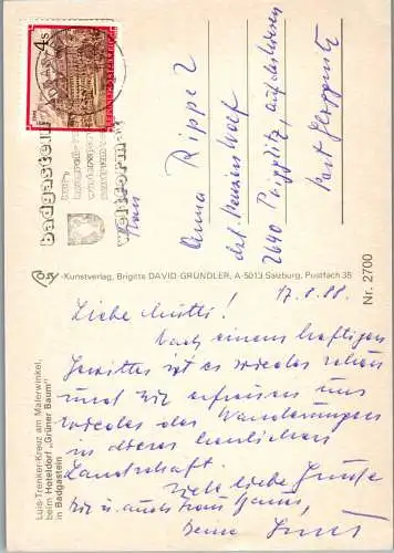 52863 - Salzburg - Bad Gastein , Luis Trenker Kreuz am Malerwinkel , Hoteldorf Grüner Baum - gelaufen 1988