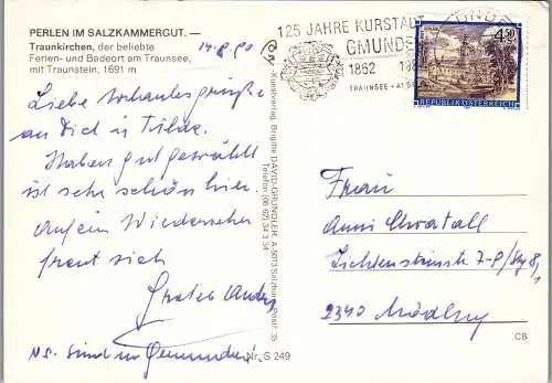 52874 - Oberösterreich - Traunkirchen , Traunsee mit Traunstein - gelaufen 1990