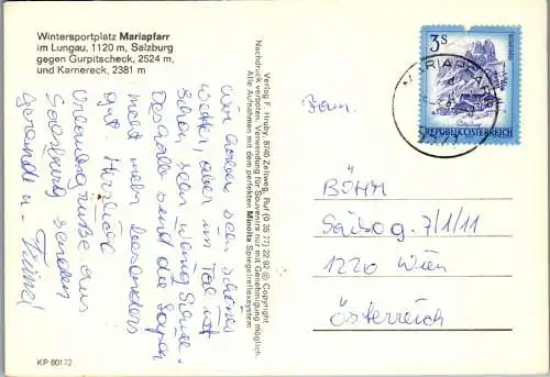 52941 - Salzburg - Mariapfarr , Lungau , gegen Gurpitscheck u. Karnereck - gelaufen 1983