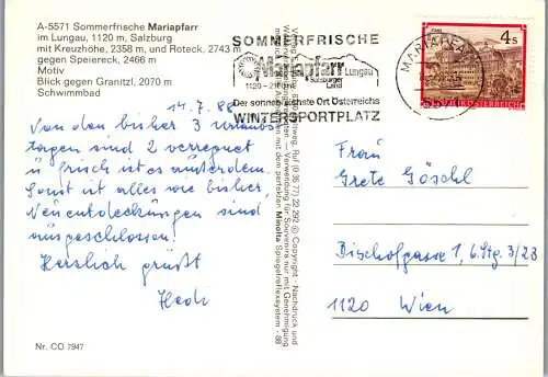 52951 - Salzburg - Mariapfarr , Kreuzhöhe , Roteck , Speiereck , Granitzl , Schwimmbad - gelaufen 1988