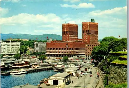 53033 - Norwegen - Oslo , Radhuset og Vika sett fra Akerhus Festning - gelaufen 1974