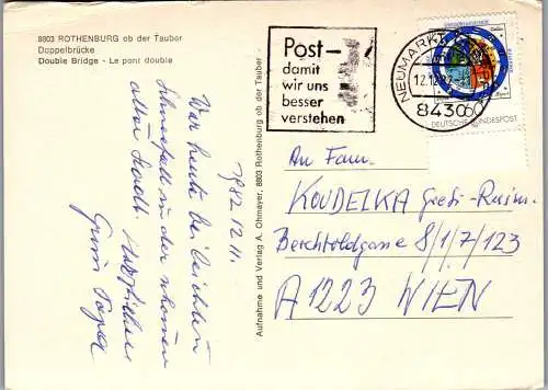 53040 - Deutschland - Rothenburg ob der Tauber , Doppelbrücke - gelaufen 1982