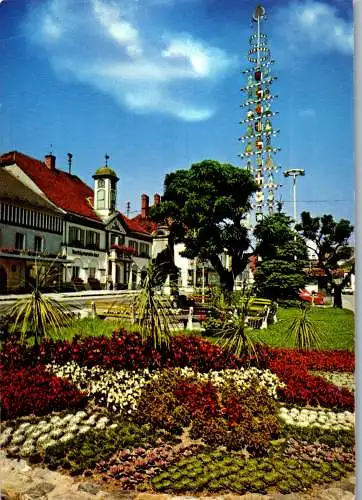 53056 - Steiermark - Kindberg , Gemeindeamt , Parkanlagen , Maibaum - gelaufen 1982