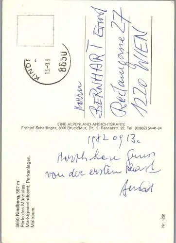 53056 - Steiermark - Kindberg , Gemeindeamt , Parkanlagen , Maibaum - gelaufen 1982