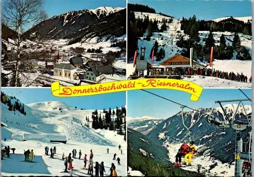 53087 - Steiermark - Donnersbachwald , Schigebiet Riesneralm , Mehrbildkarte - gelaufen 1984