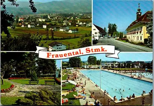 53090 - Steiermark - Frauental , Schwimmbad , Freibad , Mehrbildkarte - gelaufen 1981