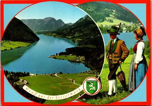 53115 - Steiermark - Liezen , Grundlsee , Panorama , Tracht - gelaufen 1989