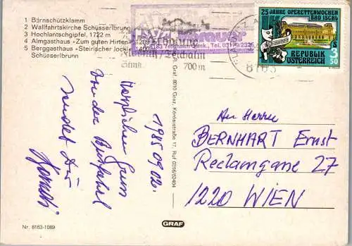 53150 - Steiermark - Mixnitz , Hochlantschgebiet , Bärenschützklamm , Schüsserlbrunn , Mehrbildkarte - gel. 1985