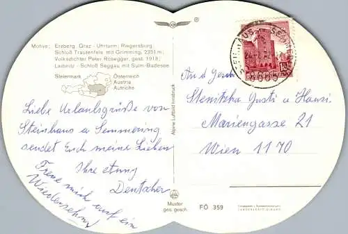 53195 - Steiermark - Steiermark , Mehrbildkarte , Erzberg , Peter Rosegger - gelaufen 1972