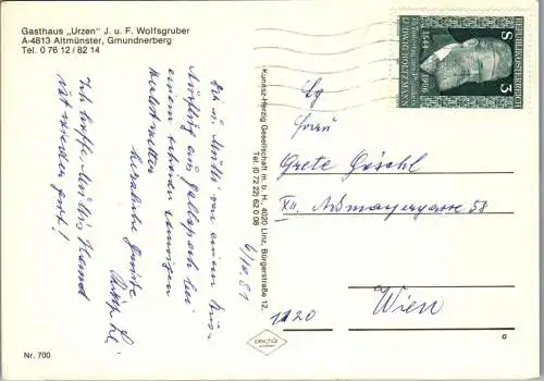 53202 - Oberösterreich - Altmünster , Gmundnerberg , Gasthaus Urzen , J. u. F. Wolfsgruber - gelaufen 1981