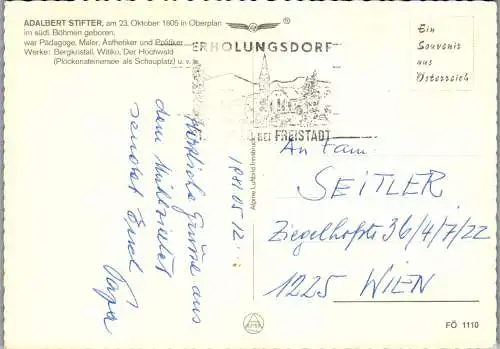 53215 - Persönlichkeiten - Maler , Adalbert Stifter , Geburtshaus , Oberplan , Plockensteinersee - gelaufen 1981