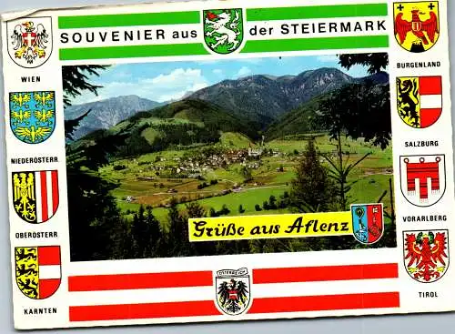 53223 - Steiermark - Aflenz , Panorama mit Fölzstein und Bürgeralm - gelaufen 1974