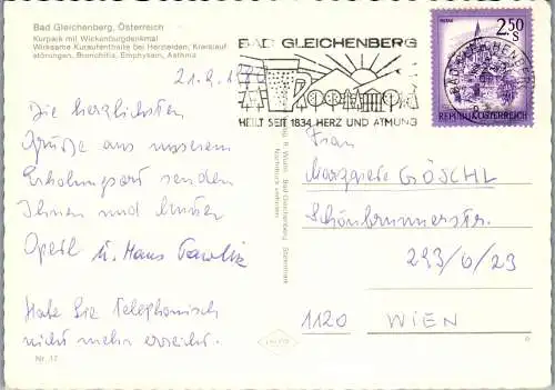 53240 - Steiermark - Bad Gleichenberg , Kurpark mit Wickenburg Denkmal - gelaufen 1980