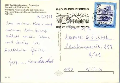 53242 - Steiermark - Bad Gleichenberg , Kurpark mit Wellingtonia - gelaufen 1983