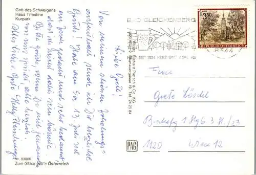 53244 - Steiermark - Bad Gleichenberg , Kurpark , Haus Triestine , Gott des Schweigens - gelaufen 1983