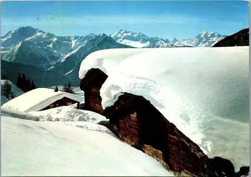 53285 - Schweiz - Riederalp , Fletschhorn , Dom , Matterhorn , Weisshorn - gelaufen 1975