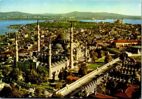 53321 - Türkei - Istanbul , Süleymaniye Camiinin havadan görünüsü , Moschee - gelaufen 1966