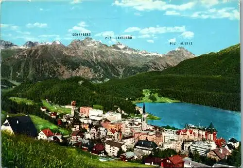 53363 - Schweiz - St. Moritz , Schafberg , Piz Languard , Piz Albris , Panorama - gelaufen