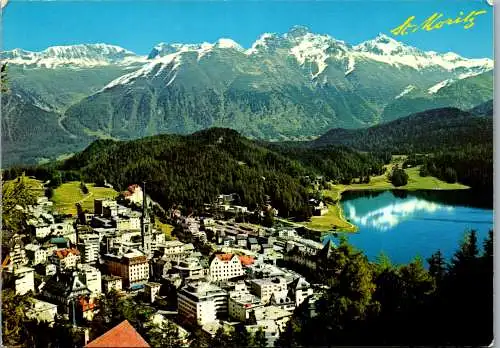53364 - Schweiz - St. Moritz , Dorf , Panorama - gelaufen 1979