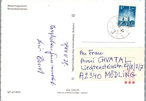 53382 - Ungarn - Mosonmagyarovar , Hotel Minerva - gelaufen 1984