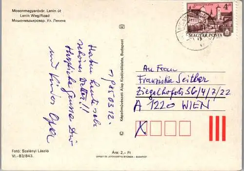 53385 - Ungarn - Mosonmagyarovar , Lenin Weg , Straße - gelaufen 1985