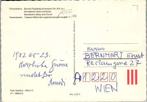 53394 - Ungarn - Pannonhalma , Benediktiner Abtei und Kirche - gelaufen 1982