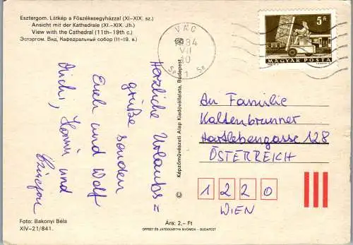 53425 - Ungarn - Esztergom , Gran , Kathedrale , Schiff , Dampfer - gelaufen 1984