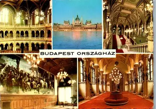 53498 - Ungarn - Budapest , Parlament , Mehrbildkarte - gelaufen