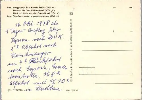 53501 - Ungarn - Bük , Heilbad , Schloss Hotel - gelaufen 1978