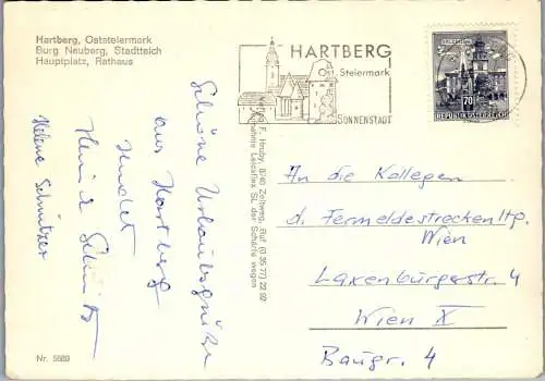 53529 - Steiermark - Hartberg , Mehrbildkarte , Burg Neuberg , Hauptplatz , Stadtteich , Renault R4 - gelaufen