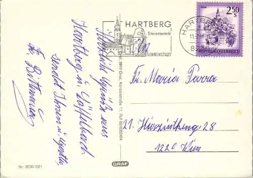 53534 - Steiermark - Hartberg , Schwimmbad , Freibad , Hauptplatz , Panorama , Mehrbildkarte - gelaufen 1980