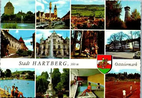 53536 - Steiermark - Hartberg , Schölbingerturm , Hauptplatz , Ringwarte , Freibad , Mehrbildkarte - nicht gelaufen