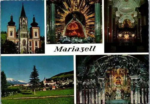 53569 - Steiermark - Mariazell , Wallfahrtskirche , Mehrbildkarte - gelaufen 1972